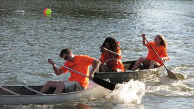 Rowers pushing through